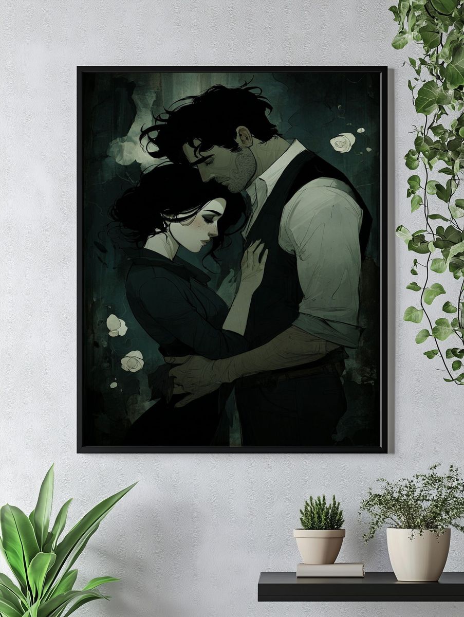 Intimate Embrace Illustration Poster. — room view 4