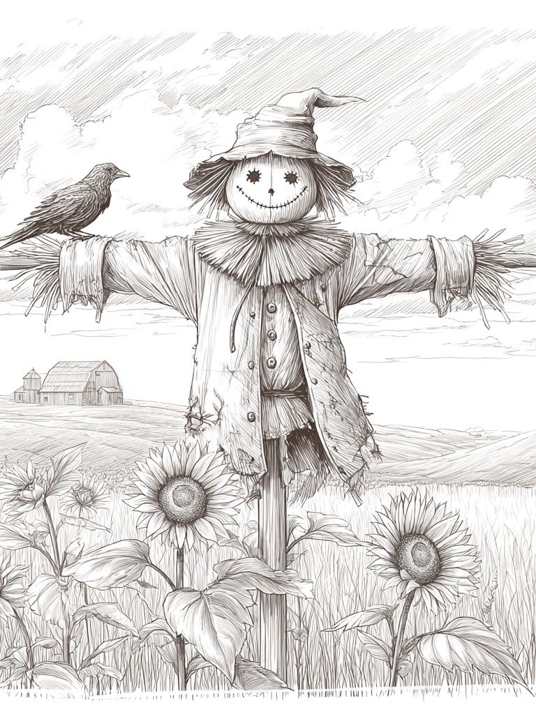 Scarecrow Field Sketch Poster. poster detail