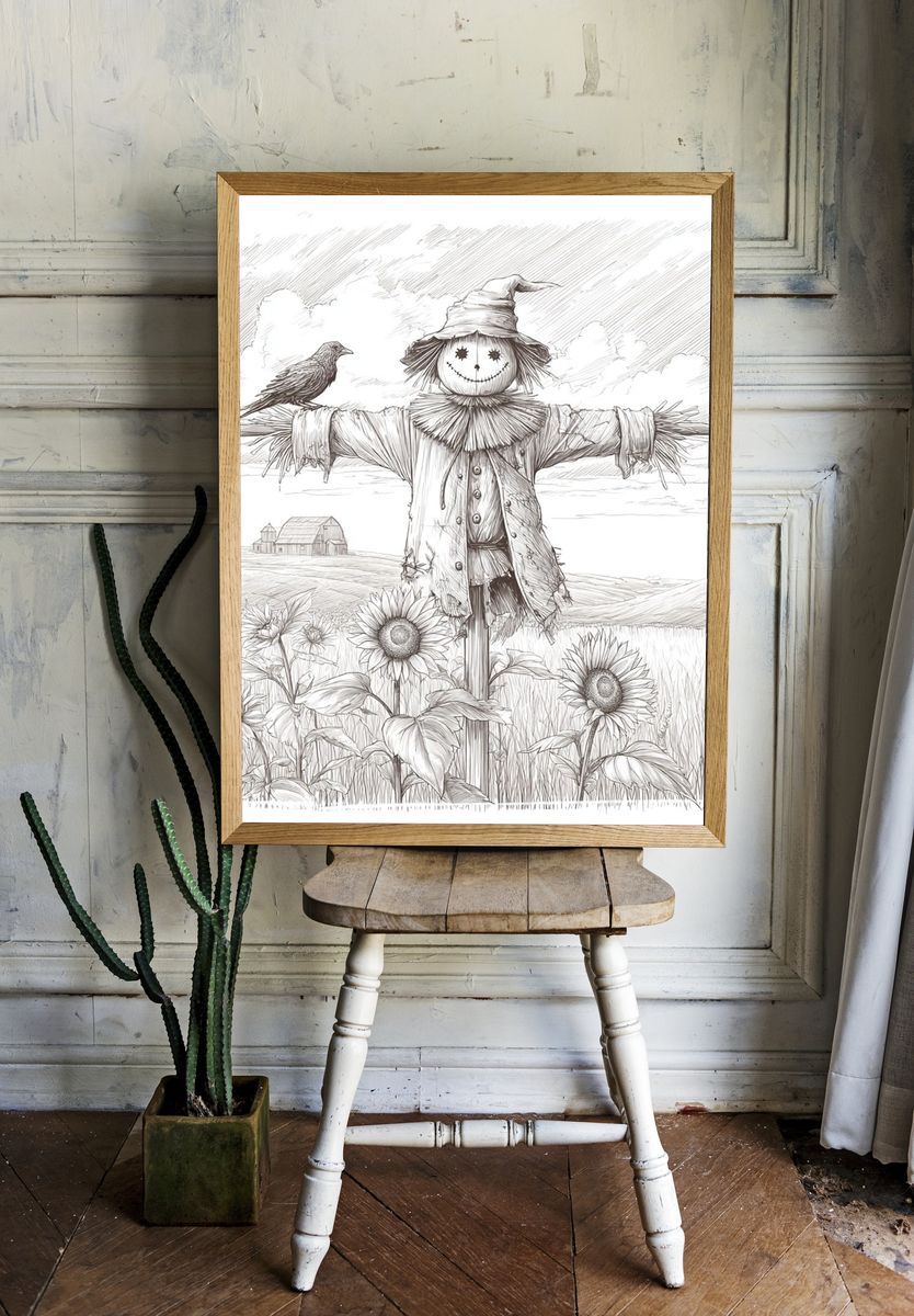 Scarecrow Field Sketch Poster. — room view 1