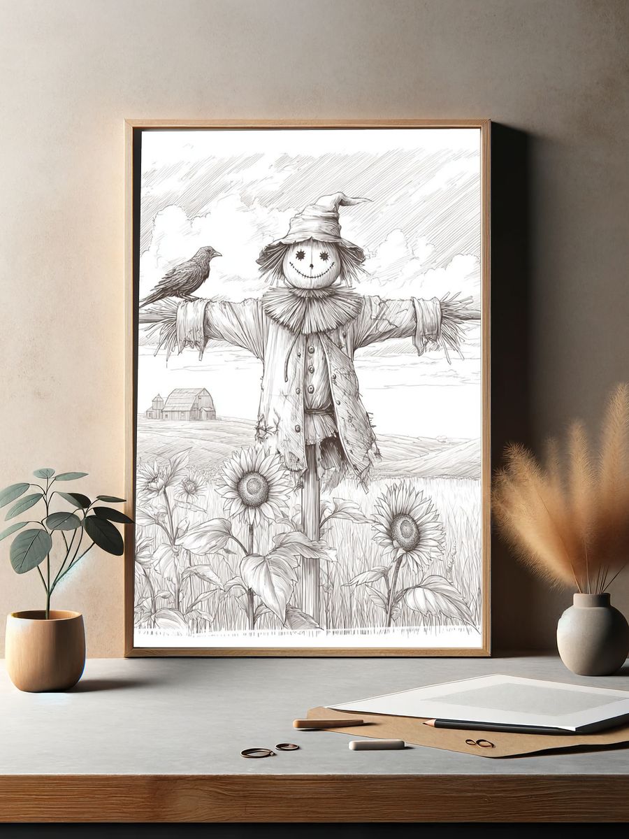 Scarecrow Field Sketch Poster. — room view 2