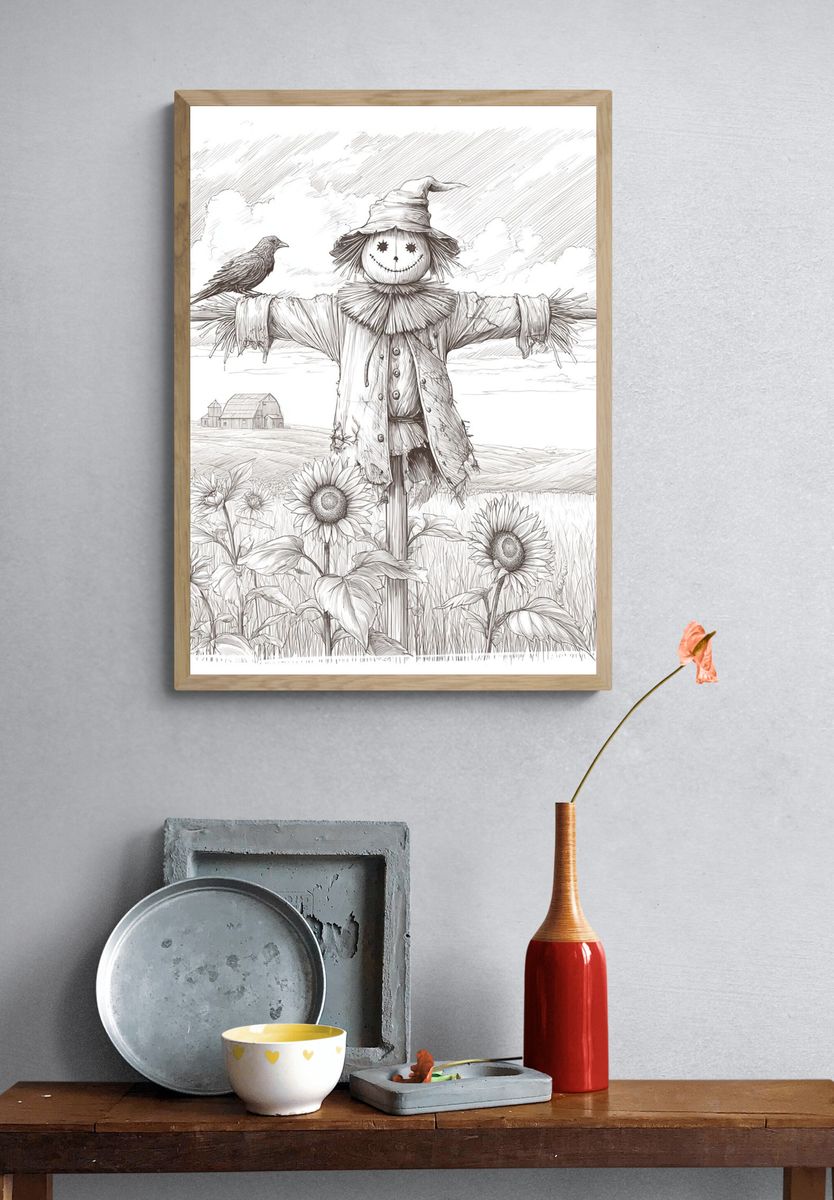 Scarecrow Field Sketch Poster. — room view 3