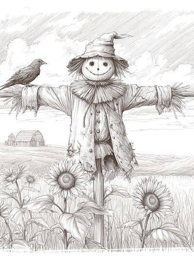 Scarecrow Field Sketch Poster. poster print