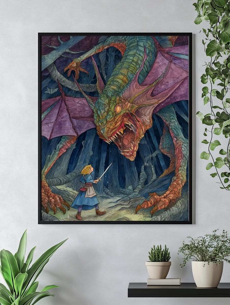 Alice and the Dragon Illustration Poster. — room view 4