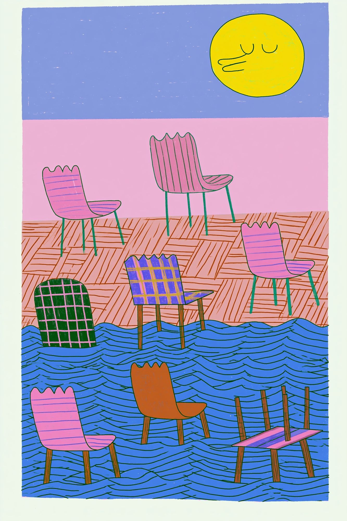 Dreamy Chairs Illustration Poster. poster — illustration art