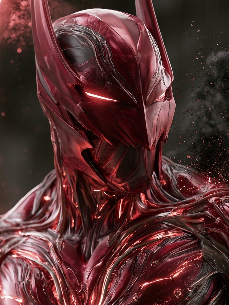 Red Metallic Superhero Portrait Poster. poster detail
