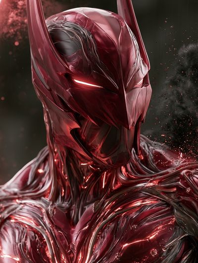 Red Metallic Superhero Portrait Poster. poster print