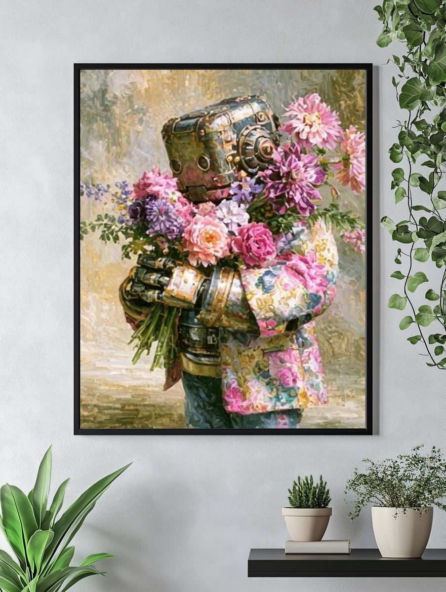 Floral Robot Portrait Print. — room view 4