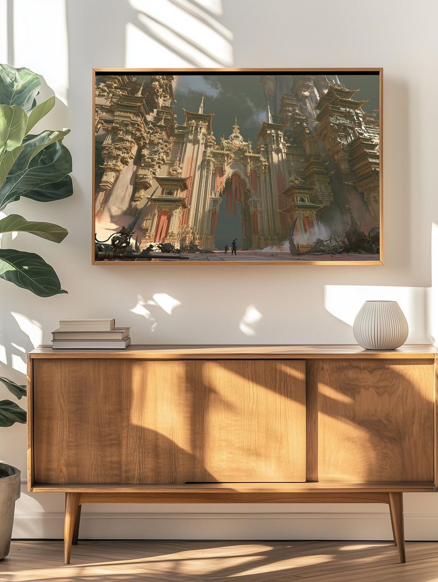 Sci-Fi Temple City Illustration Poster. — room view 3