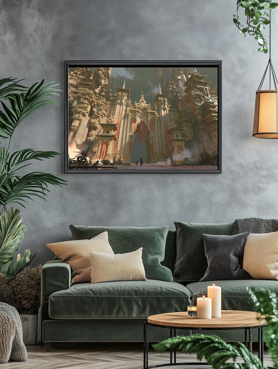 Sci-Fi Temple City Illustration Poster. — room view 4