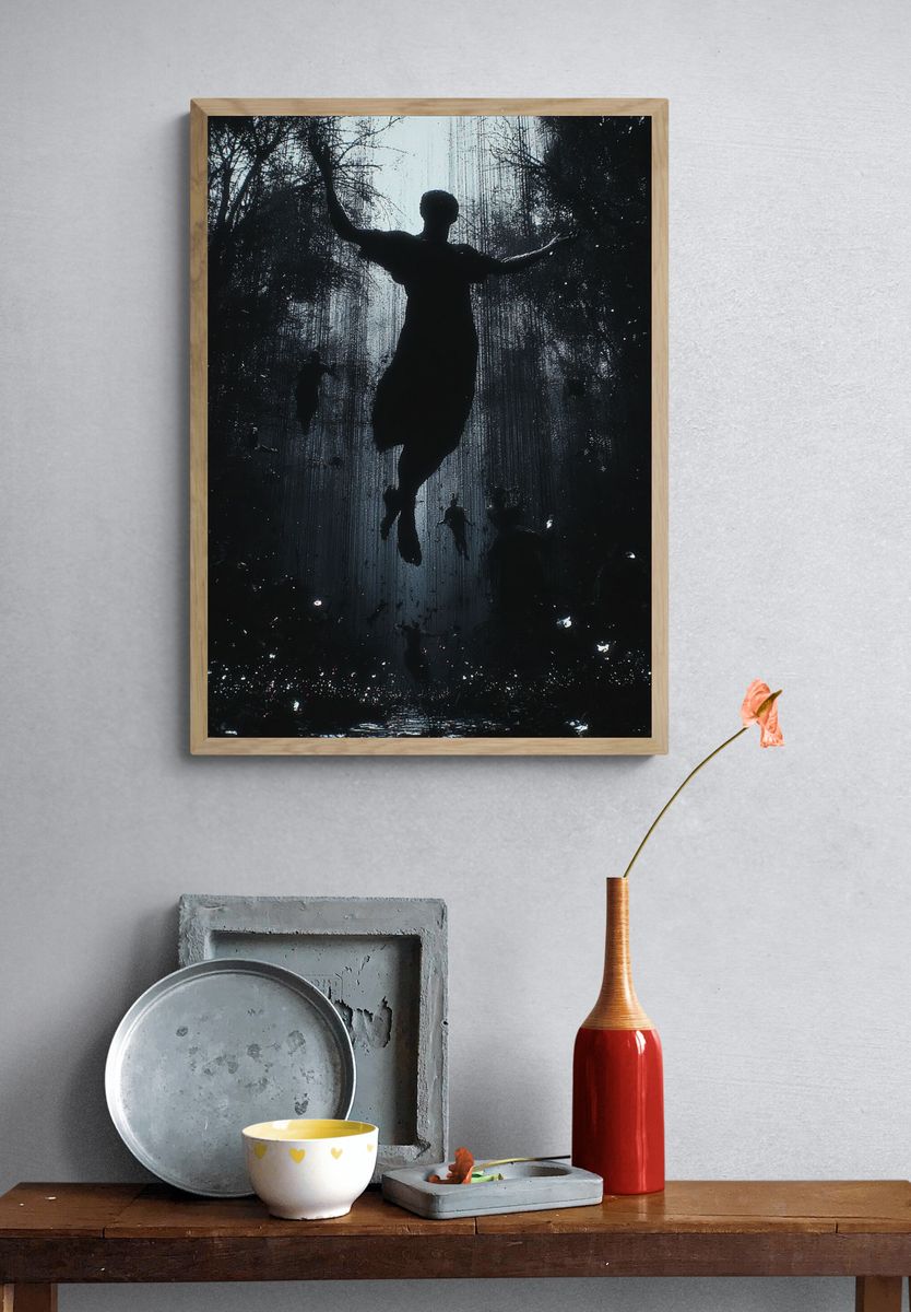 Floating Silhouette Dark Fantasy Print. — room view 3
