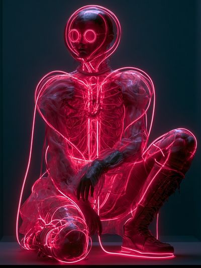 Neon Cyber Figure Illustration Poster. poster print