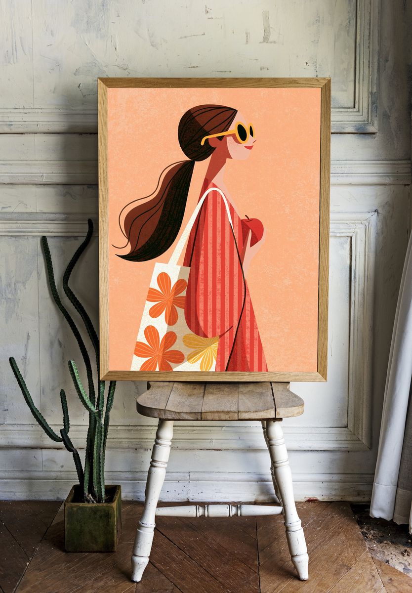 Stylish Woman Illustration Poster. — room view 1