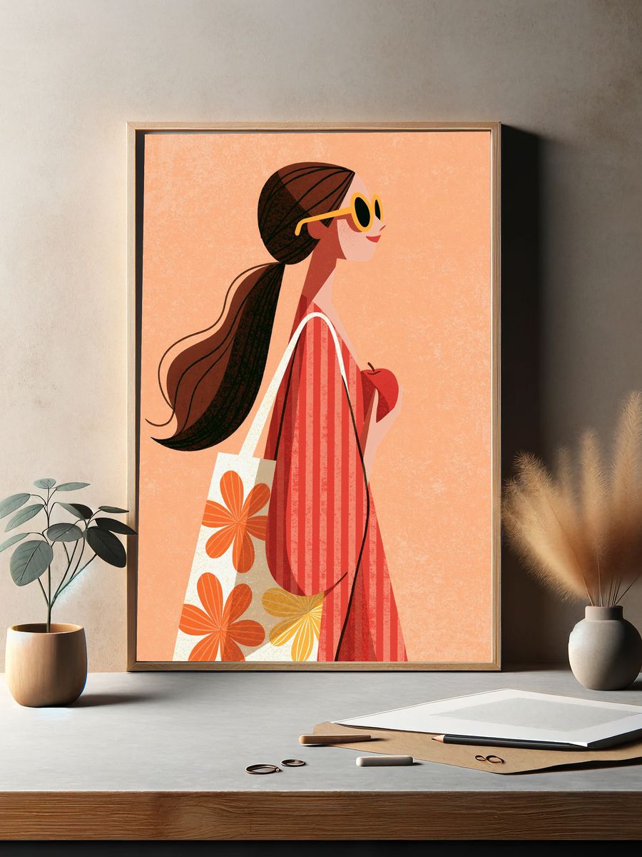 Stylish Woman Illustration Poster. — room view 2