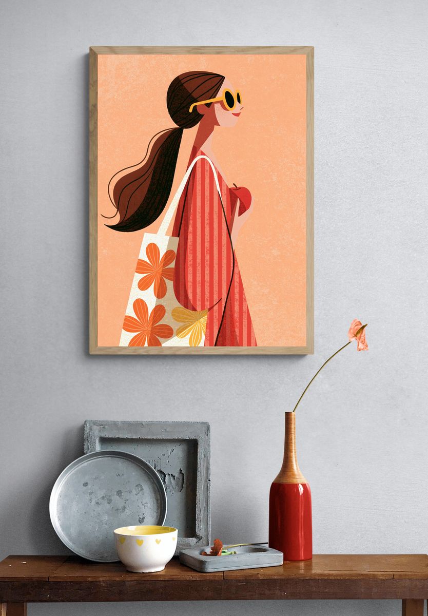 Stylish Woman Illustration Poster. — room view 3