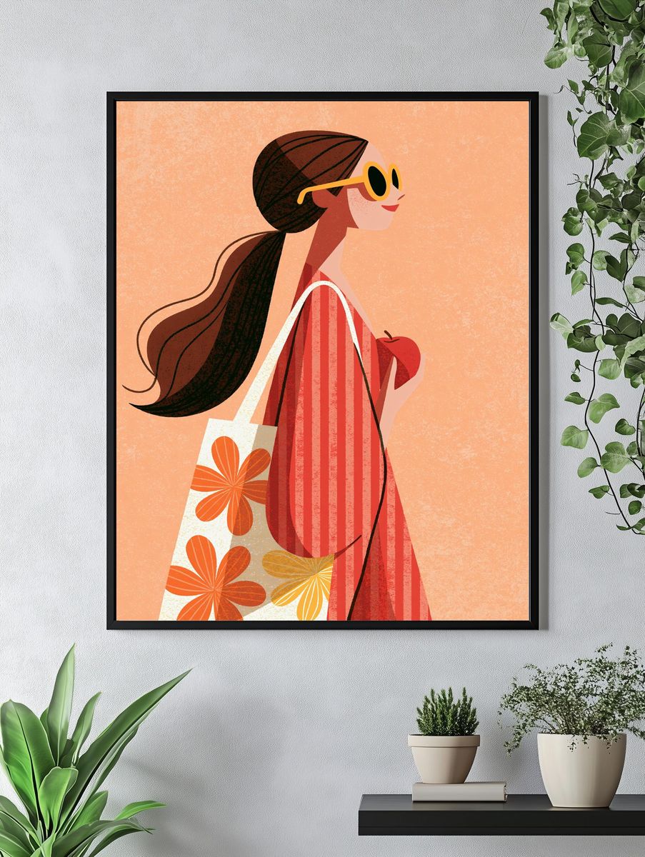 Stylish Woman Illustration Poster. — room view 4