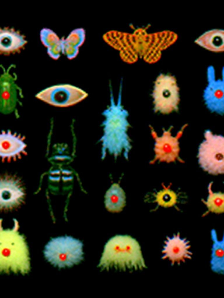 Surreal Bug and Eye Grid Print. poster detail