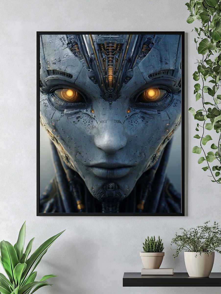 Cybernetic Android Portrait Print. — room view 4