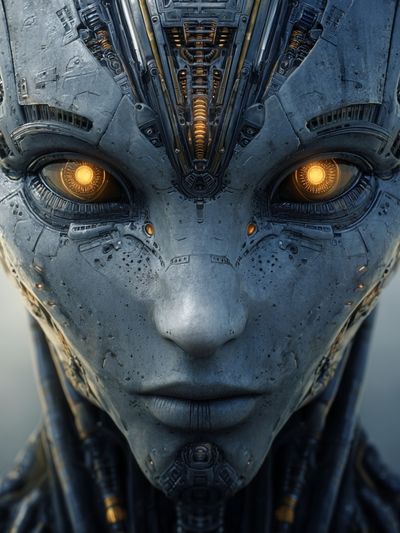 Cybernetic Android Portrait Print. poster print