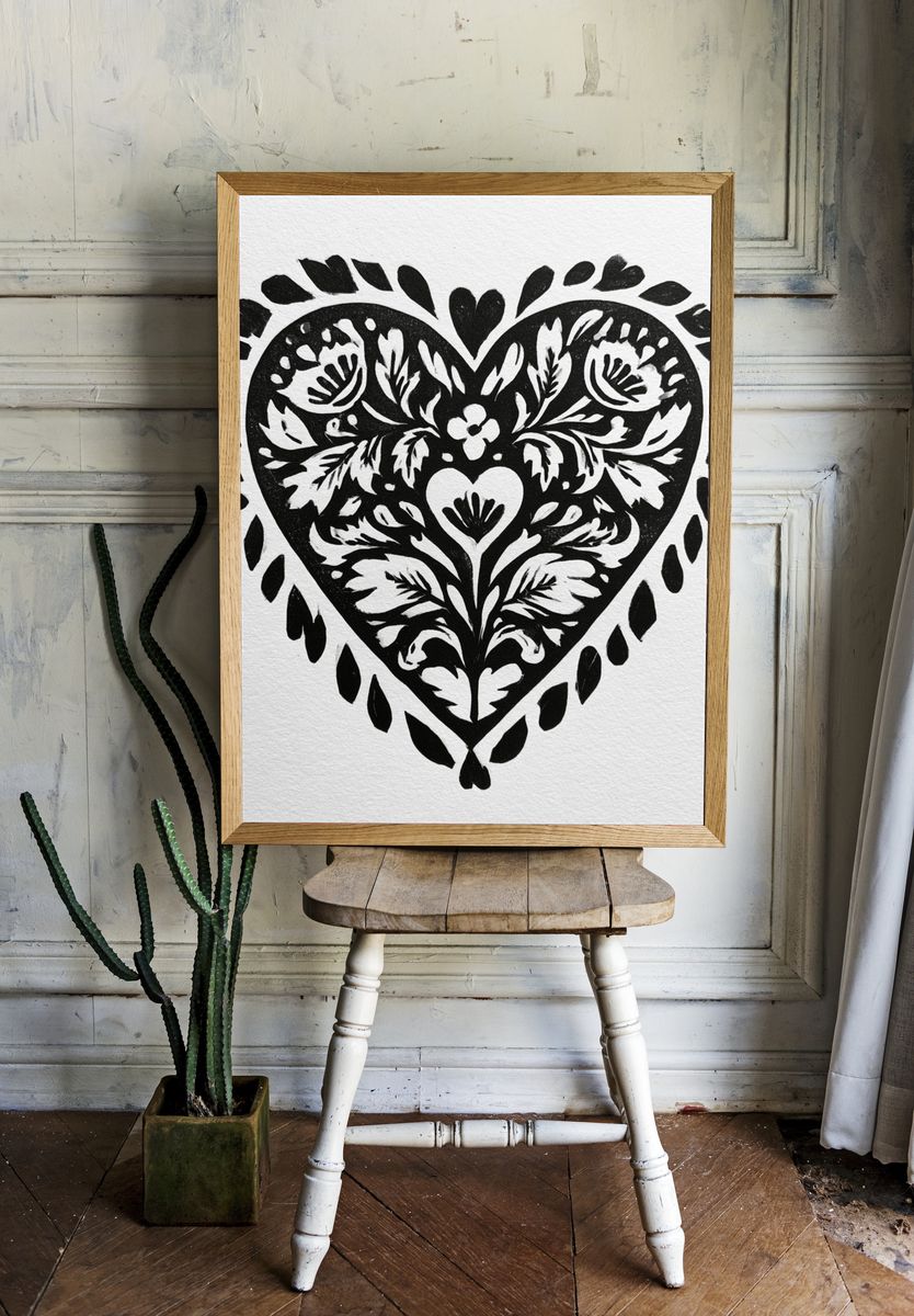 Floral Heart Cutout Print. — room view 1
