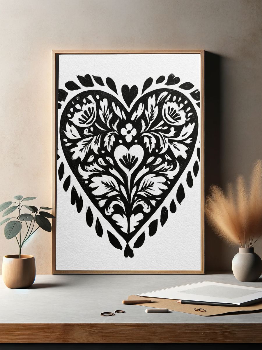 Floral Heart Cutout Print. — room view 2