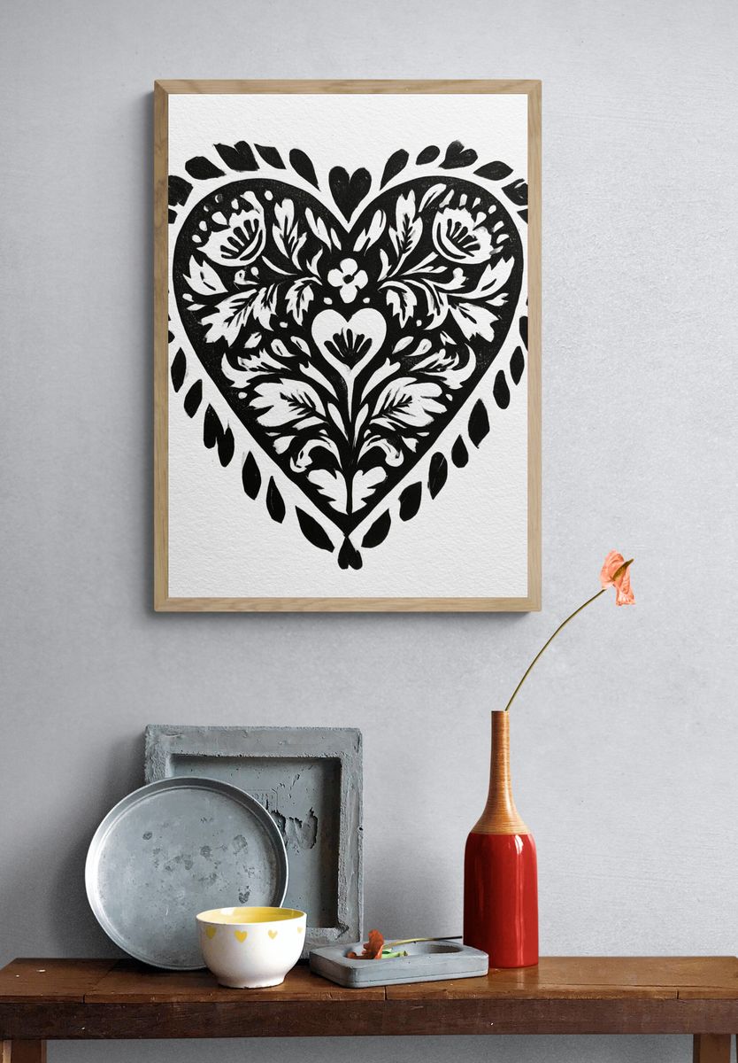 Floral Heart Cutout Print. — room view 3