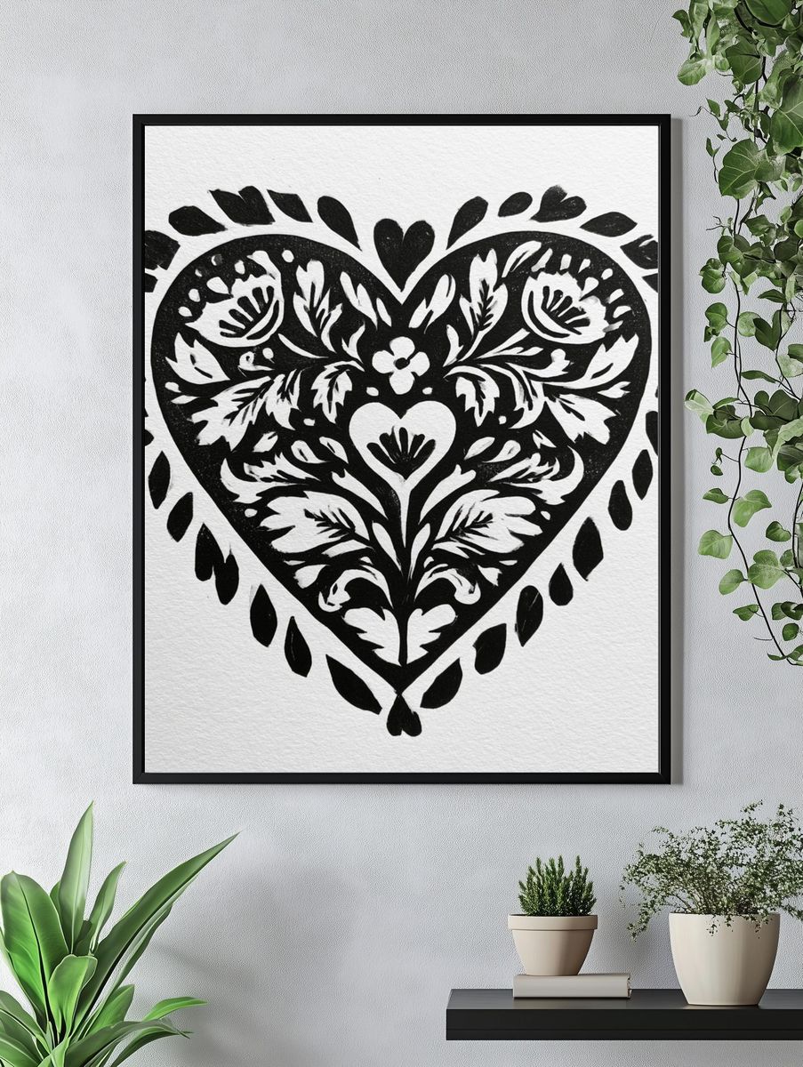 Floral Heart Cutout Print. — room view 4