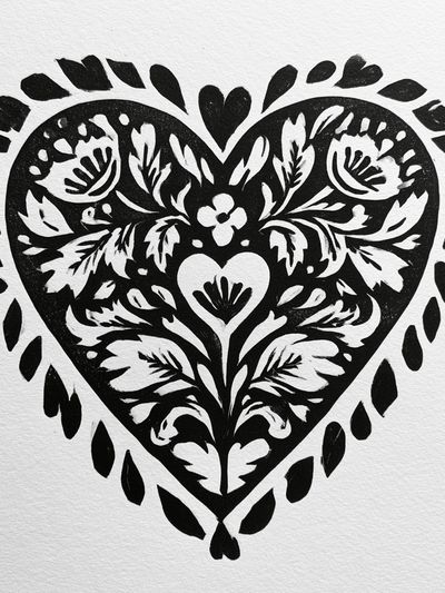 Floral Heart Cutout Print. poster print
