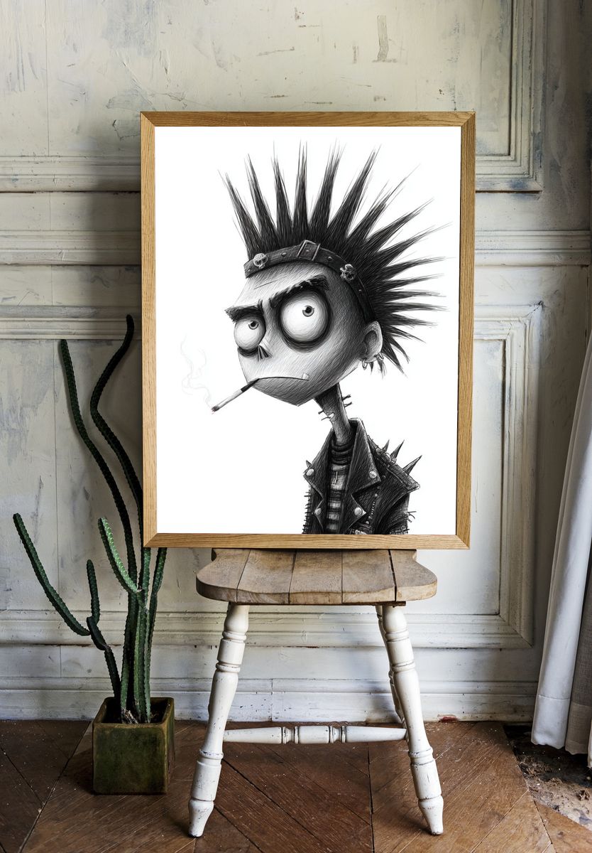 Punk Cartoon Portrait Poster. — room view 1