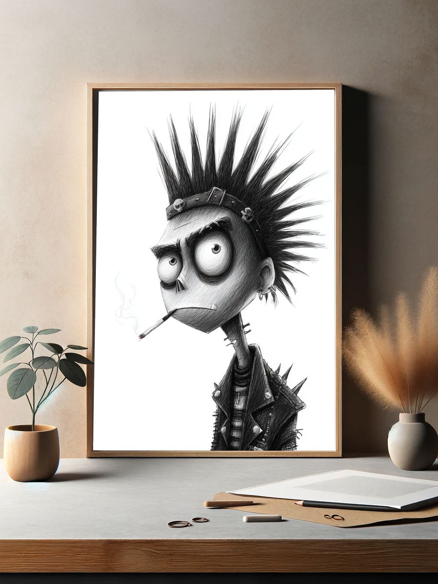 Punk Cartoon Portrait Poster. — room view 2