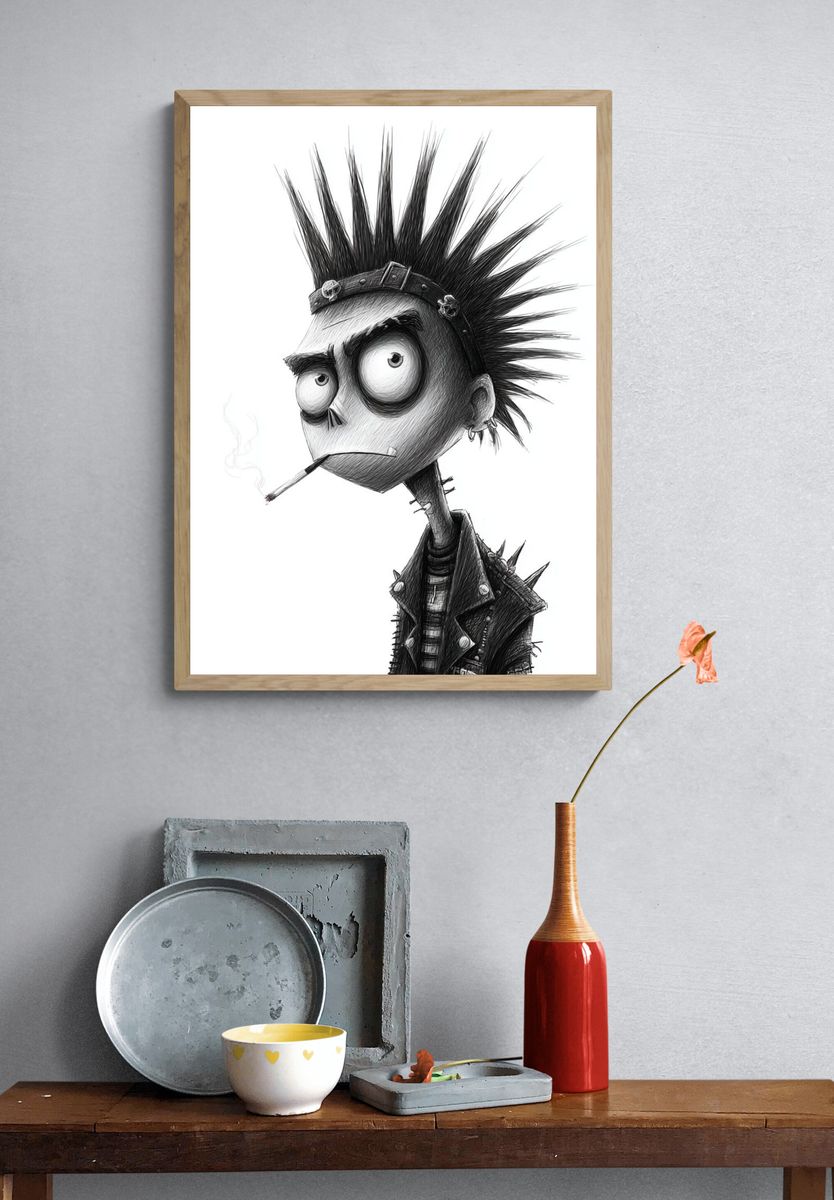 Punk Cartoon Portrait Poster. — room view 3