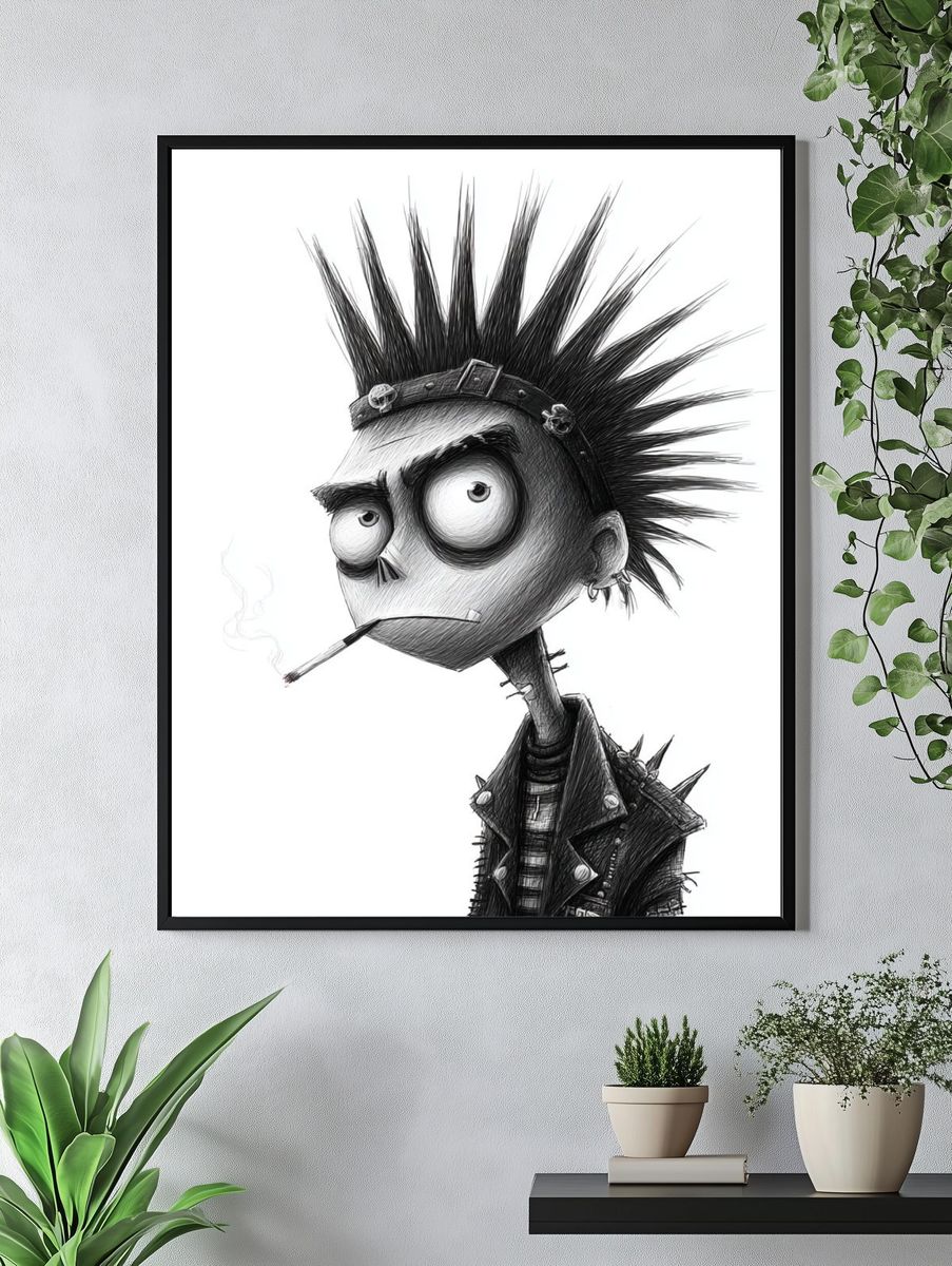 Punk Cartoon Portrait Poster. — room view 4