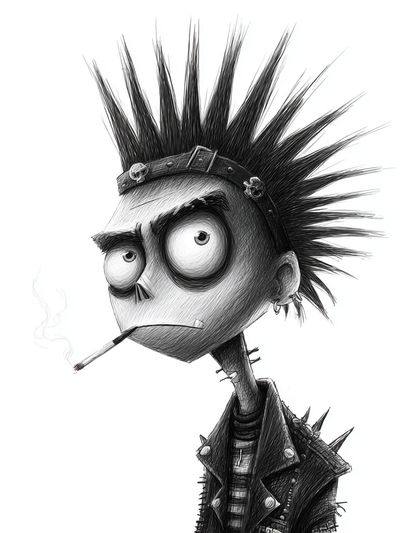 Punk Cartoon Portrait Poster. poster print