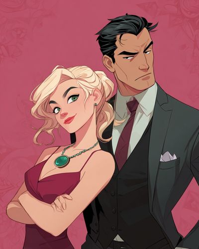 Stylish Couple Portrait Illustration Print. poster print