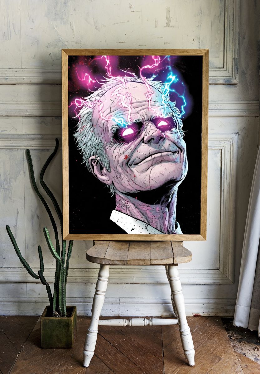 Electric Zombie Portrait Print. — room view 1