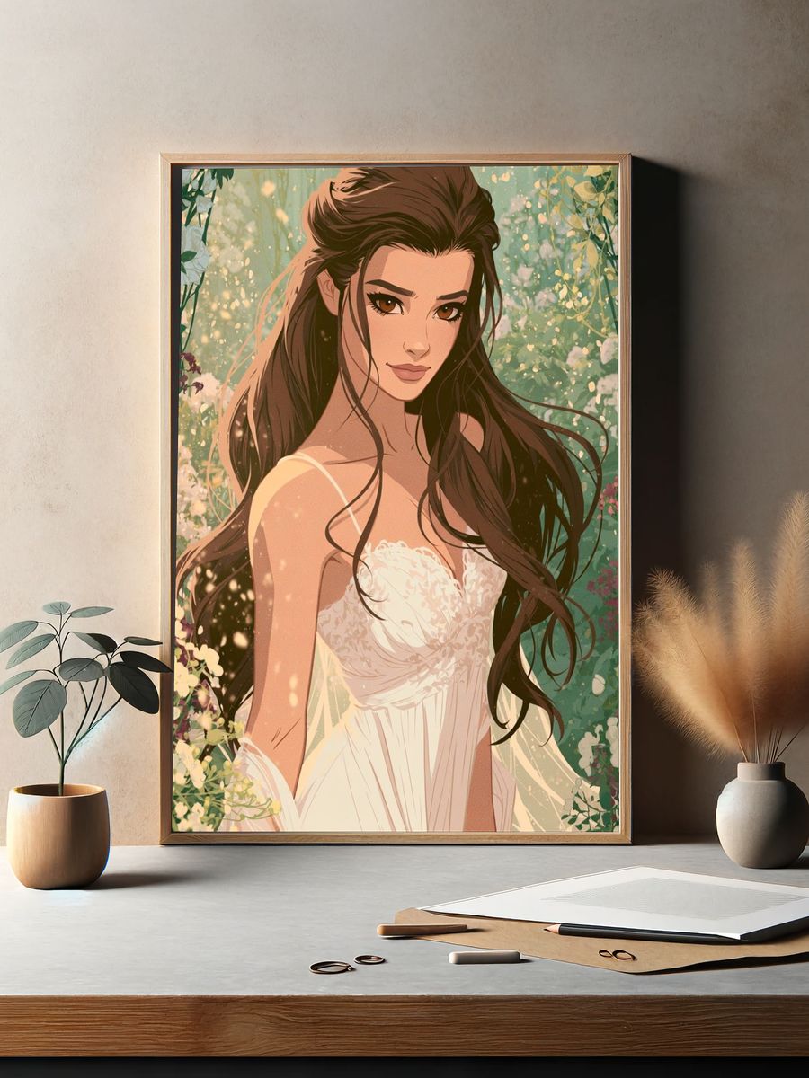 Floral Bride Illustration Poster. — room view 2