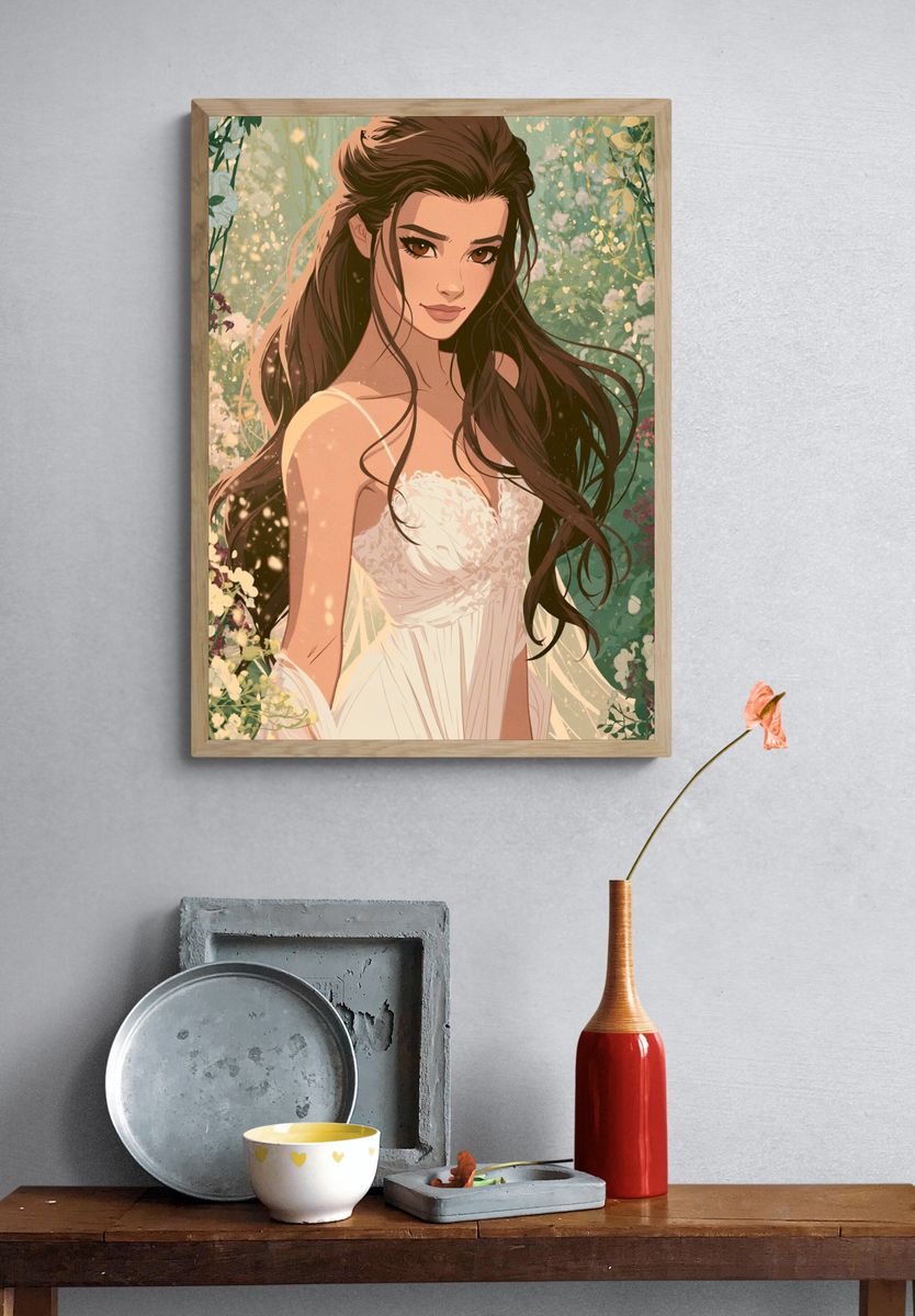 Floral Bride Illustration Poster. — room view 3