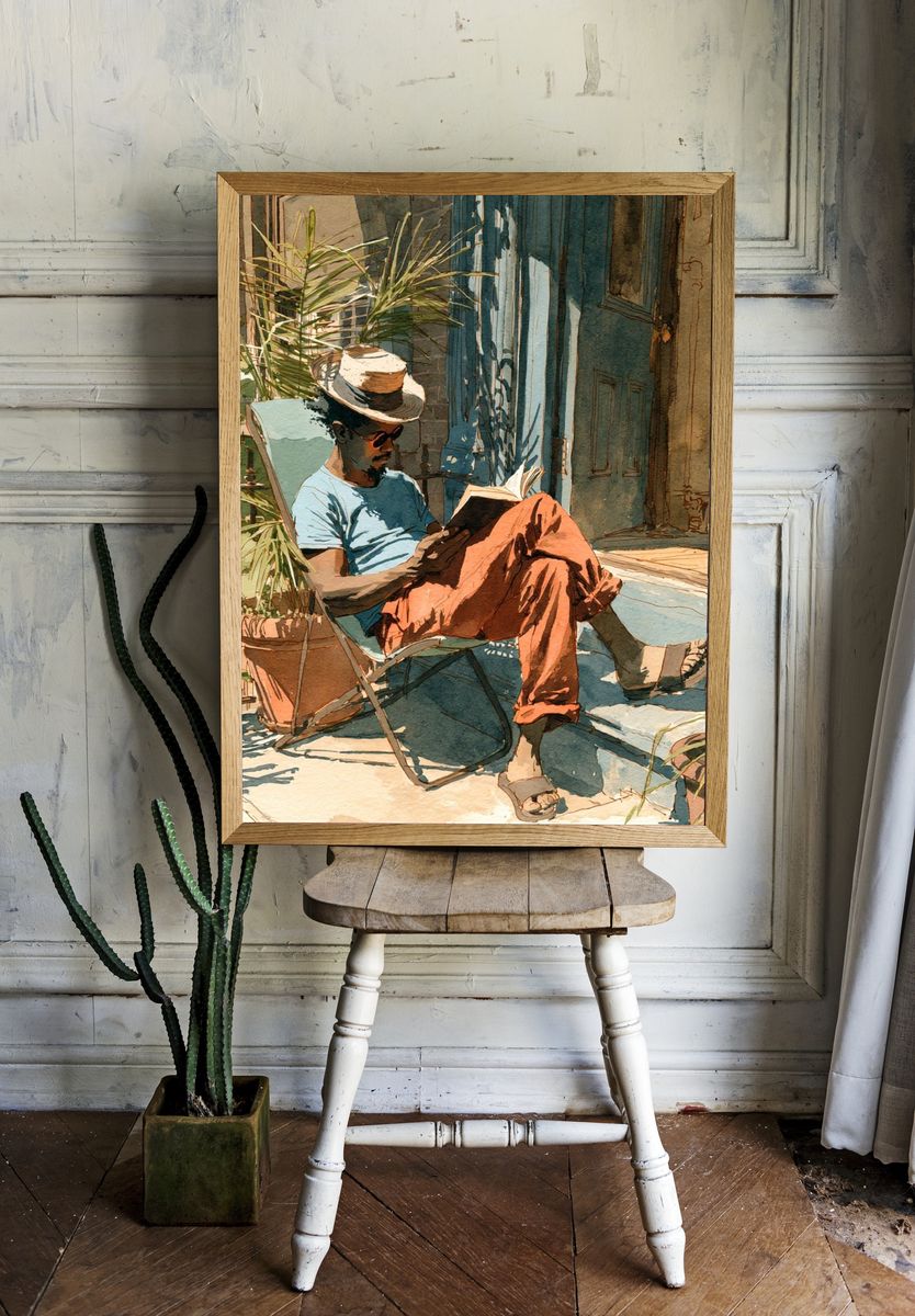 Sunlit Reader Portrait Print. — room view 1