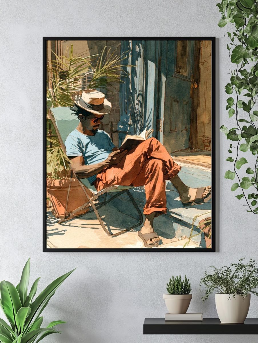 Sunlit Reader Portrait Print. — room view 4