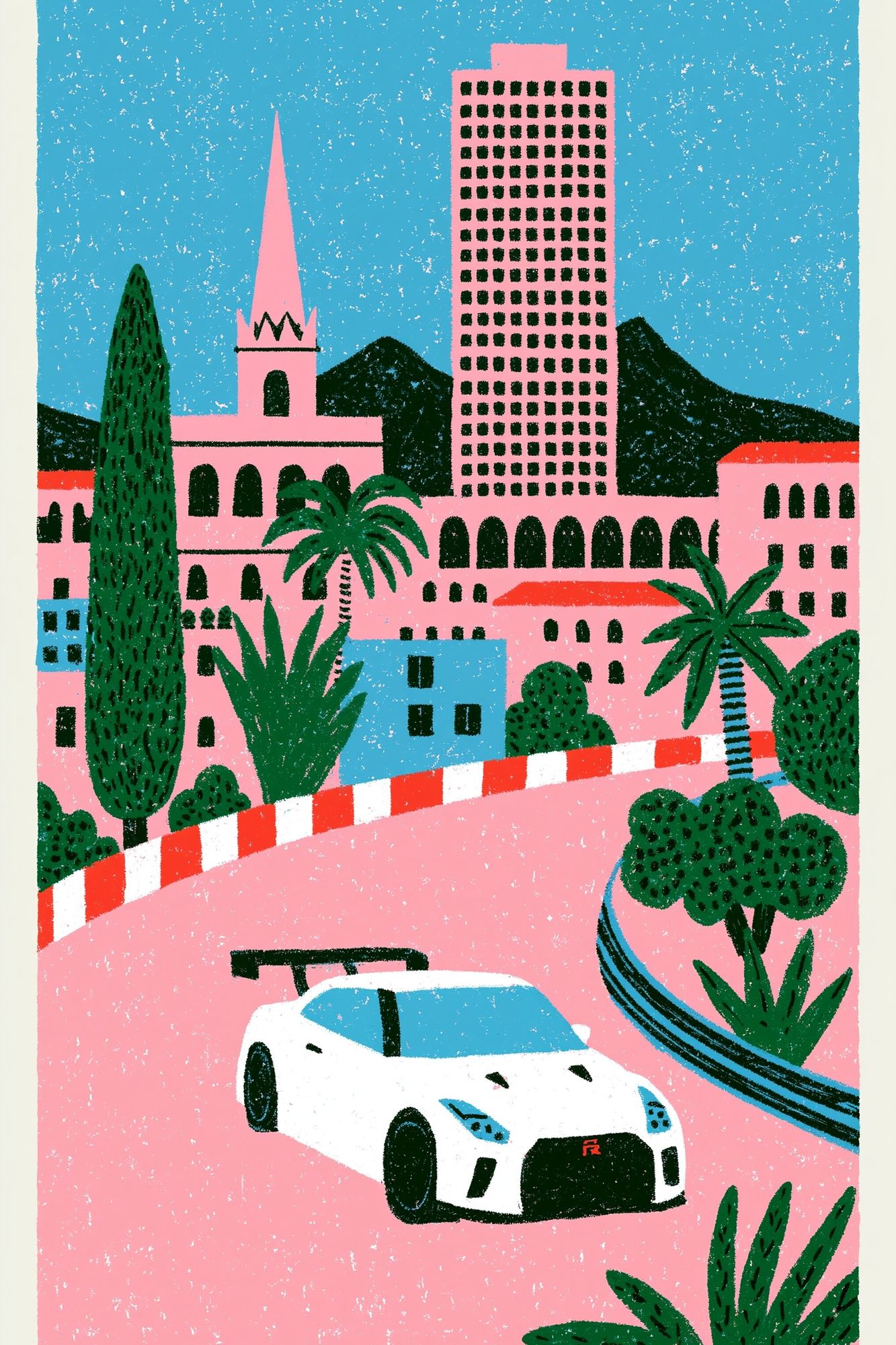 Racing Cityscape Illustration Poster. poster — illustration art