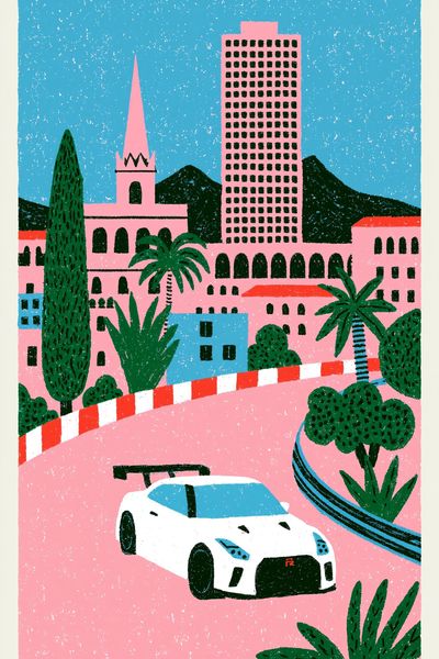 Racing Cityscape Illustration Poster. poster print