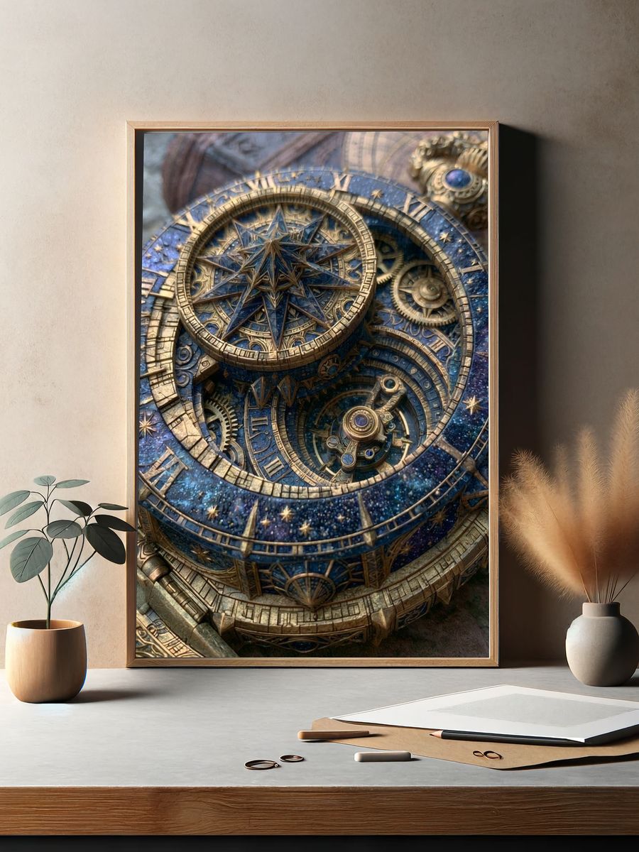 Celestial Astrolabe Illustration Poster. — room view 2