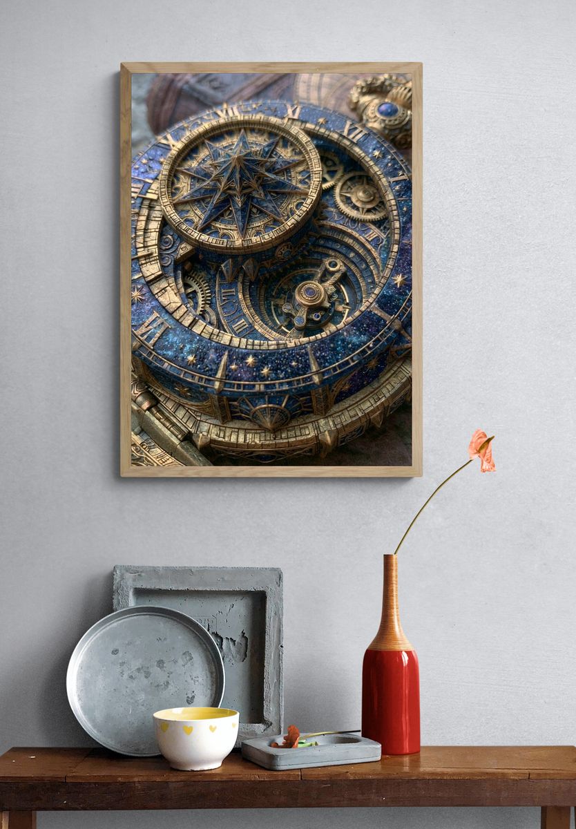 Celestial Astrolabe Illustration Poster. — room view 3