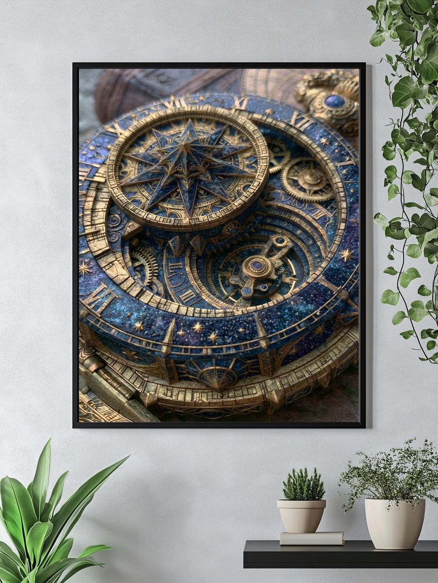 Celestial Astrolabe Illustration Poster. — room view 4