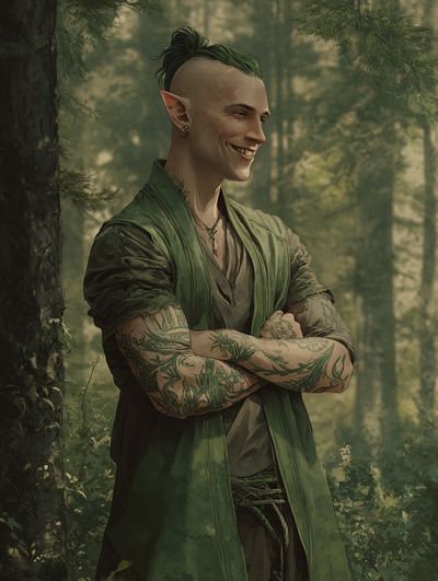 Forest Elf Portrait Illustration Poster. poster print