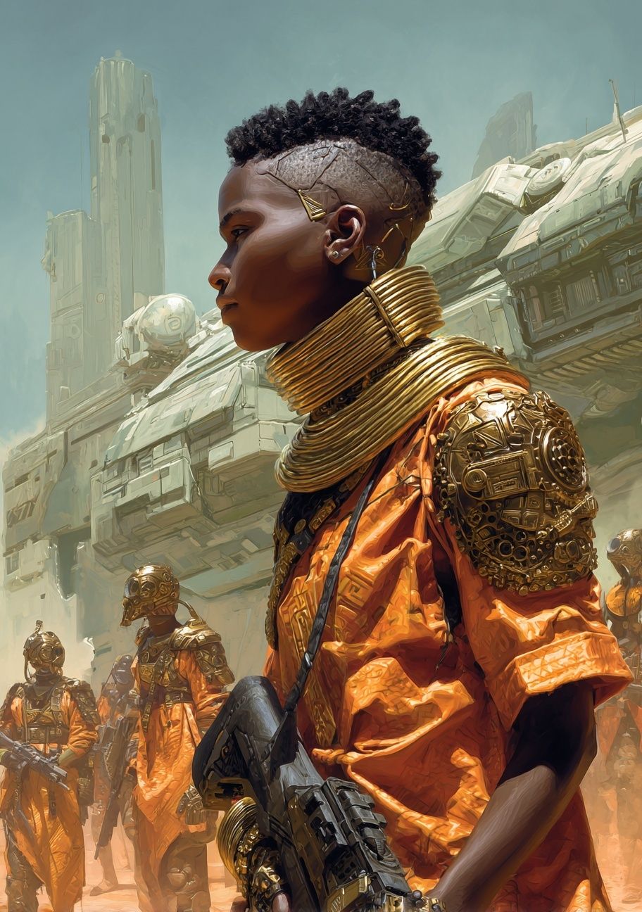 Futurist Warrior Portrait Print. poster — illustration art