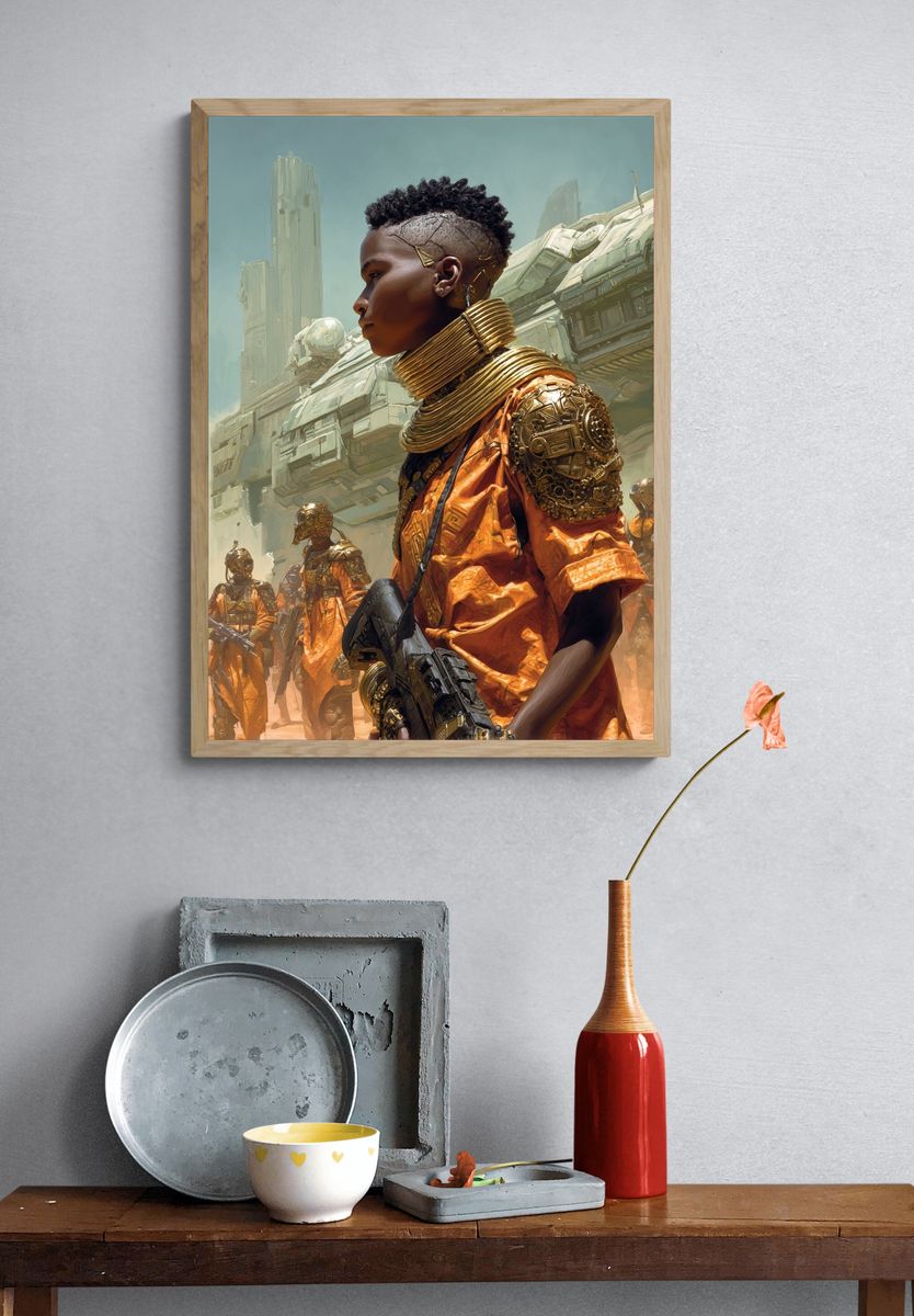 Futurist Warrior Portrait Print. — room view 3