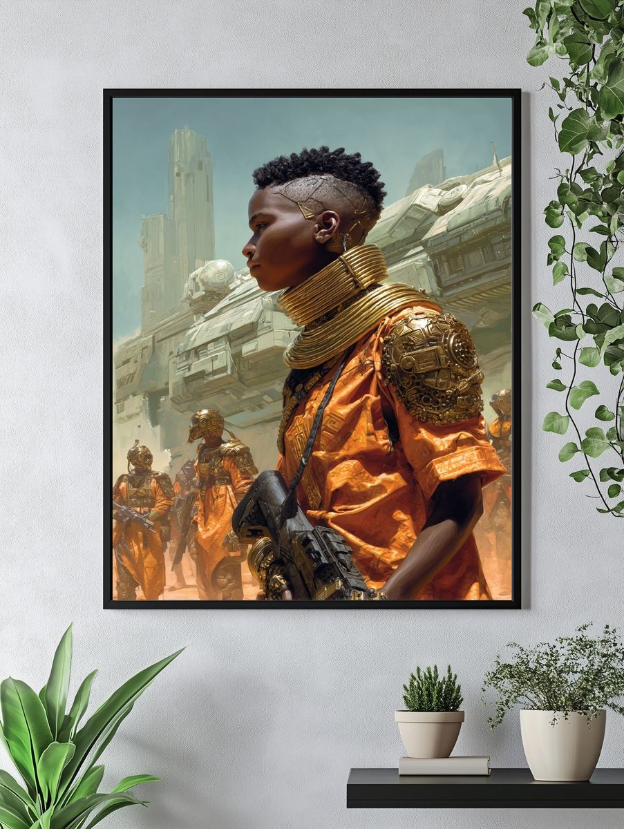 Futurist Warrior Portrait Print. — room view 4