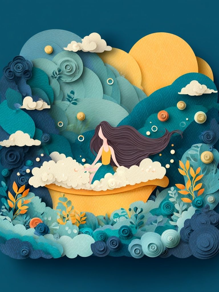 Dreamy Paper Landscape Illustration Poster. poster — illustration art