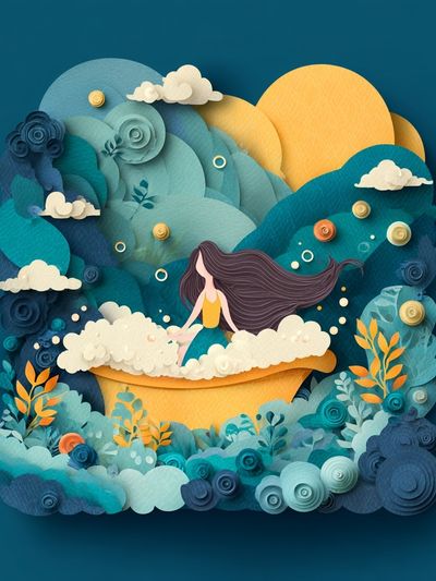 Dreamy Paper Landscape Illustration Poster. poster