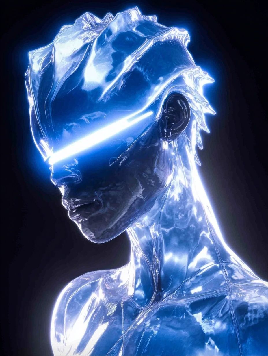 Neon Chrome Figure Illustration Poster. poster — illustration art